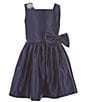 Color:Navy - Image 1 - Little Girls 2-6 Sleeveless Square Neck Premium Satin Fit-and-Flare Dress