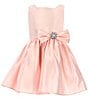 Color:Petal Pink - Image 1 - Little Girls 2-6 Sleeveless Square Neck Premium Satin Fit-and-Flare Dress