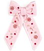 Sweet Wink Candy Cane Gemstone Bow Accented Hair Clip - Image 1