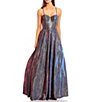 Color:Black/Silver/Fuchsia - Image 1 - Sweetheart Neck Illusion Back Glitter Ball Gown