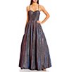 Color:Black/Silver/Fuchsia - Image 3 - Sweetheart Neck Illusion Back Glitter Ball Gown