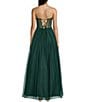 Color:Hunter - Image 2 - Sweetheart Neck Strapless Illusion Lace-Up Back Corset Ball Gown