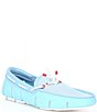 Color:Spray Blue - Image 1 - Men's Braided Lace Washable Boat Loafers