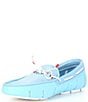 Color:Spray Blue - Image 4 - Men's Braided Lace Washable Boat Loafers