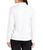 Color:White - Image 2 - Boyfriend Quarter Zip Mock Neck Long Sleeve Pullover