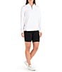 Color:White - Image 3 - Boyfriend Quarter Zip Mock Neck Long Sleeve Pullover