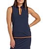 Color:Navy/Orange - Image 1 - Confetti Collection Gianna Sleeveless Top