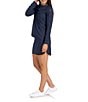 Color:Crewy Navy - Image 3 - Confetti Collection Hazel Cowl Neck Long Sleeve Shirt