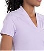 Color:Lilac - Image 3 - East Hampton Collection Caroline Short Sleeve Crossover V-Neck Shirt
