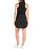 Color:Black - Image 2 - Heat Sleeveless Point Collar V-Neck Mesh Racerback Stretch Jersey Mini Dress