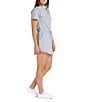 Color:Grey - Image 4 - Hexagon Collection Short Sleeve Stand Collar Drawstring Waist Dress