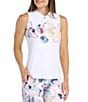 Color:White - Image 1 - Hexagon Collection Emery Hex Print Sleeveless Top