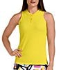 Color:Canary - Image 1 - Swingdish Kaleidoscope Solid Emerson Sleeveless Collared Tank Top