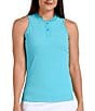Color:Sky Blue - Image 1 - Swingdish Kaleidoscope Solid Emerson Sleeveless Collared Tank Top