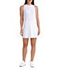 Color:White - Image 1 - Kaleidoscope Solid Gabriela Banded Collar Sleeveless Tennis Dress