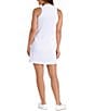 Color:White - Image 2 - Kaleidoscope Solid Gabriela Banded Collar Sleeveless Tennis Dress