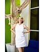 Color:White - Image 6 - Kaleidoscope Solid Gabriela Banded Collar Sleeveless Tennis Dress