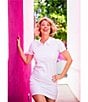 Color:White - Image 6 - Kaleidoscope Solid Sydney Point Collar Short Sleeve Golf Dress