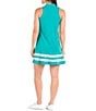 Color:Turquoise - Image 2 - Love Collection Josie Sleeveless Quarter Zip Mandarin Collar Dress