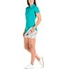 Color:Turquoise - Image 3 - Love Collection Mara Short Sleeve Polo Collar Printed Hem Dress
