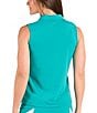 Color:Turquoise - Image 2 - Love Collection Roxanne Sleeveless Collared Top