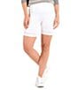 Color:White - Image 1 - Lyla High Waisted Mesh Leg Panel 7.5#double; Bermuda Biker Shorts