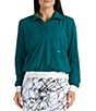 Color:Teal - Image 1 - Marble Collection Denali Long Sleeve Point Collar Pullover