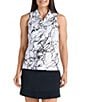 Color:Marble Print - Image 1 - Marble Collection Harmony Print Sleeveless Ruffle V-Neck Tank Top