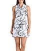 Color:Marble Print - Image 1 - Marble Collection Jalen Print Sleeveless Ruffle V-Neck Dress