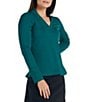 Color:Teal - Image 1 - Marble Collection Marley Long Sleeve Pullover Top