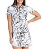 Color:Marble Print - Image 1 - Marble Collection Nyla Print Short Sleeve Quarter Zip Dress