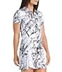 Color:Marble Print - Image 3 - Marble Collection Nyla Print Short Sleeve Quarter Zip Dress