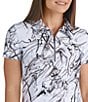 Color:Marble Print - Image 4 - Marble Collection Nyla Print Short Sleeve Quarter Zip Dress