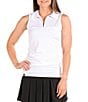 Color:White - Image 1 - Melissa Sleeveless Side Ruched Point Collar V-Neck Keyhole Back Top