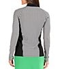 Color:Black/White - Image 2 - Rain Forest Abby Stripe Print Long Sleeve Mandarin Collar Pocketed Top
