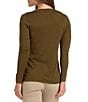 Color:Kaki Green - Image 2 - Safari Collection Eve Merino Wool V-Neck Sweater