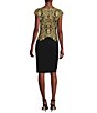Color:Gold/Black - Image 2 - Boat Neck Cap Sleeve Lace Applique Sheath Dress