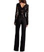 Tadashi Shoji Deep V-Neck Lace Crepe Jumpsuit, Color:Black/Nude - Image 2