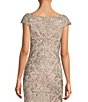 Color:Latte Pumice - Image 4 - Embroidered Lace Boat Neck Cap Sleeve Gown