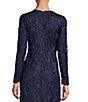 Color:Navy - Image 4 - Embroidered Lace V-Neck Long Sleeve A-Line Gown