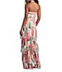 Tadashi Shoji Halter Twist Floral Print Chiffon Layered Fringe Hem Gown, Color:White/Fuchsia - Image 2