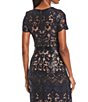 Color:Navy/Nude - Image 4 - Illusion Crew Neck Short Sleeve Ribbon Waist Sequin Lace Gown