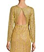 Color:Gold - Image 4 - Lace Illusion Neck Long Sleeve Keyhole Back Gown