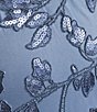 Color:Cadet Blue - Image 5 - Lace Sequin Long Bell Sleeve Deep V-Neck Gown