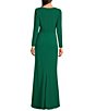 Color:Bamboo - Image 2 - Long Sleeve Boat Neck Sequin Lace Ruched Gown