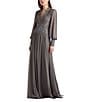 Tadashi Shoji Long Sleeve Chiffon Sequin A Line Gown, Color:Mist Grey - Image 1