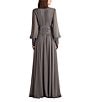 Tadashi Shoji Long Sleeve Chiffon Sequin A Line Gown, Color:Mist Grey - Image 2