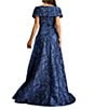 Tadashi Shoji Off-The-Shoulder Drape Front Floral Jacquard A-Line Gown, Color:Midnight - Image 2