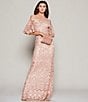 Color:Antique Pink - Image 6 - Off-the-Shoulder Short Flutter Sleeve Sequin Lace Scalloped Hem Gown