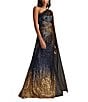 Tadashi Shoji Ombre Sequin One Shoulder Cap Sleeve Mermaid Gown, Color:Navy Ombre - Image 4